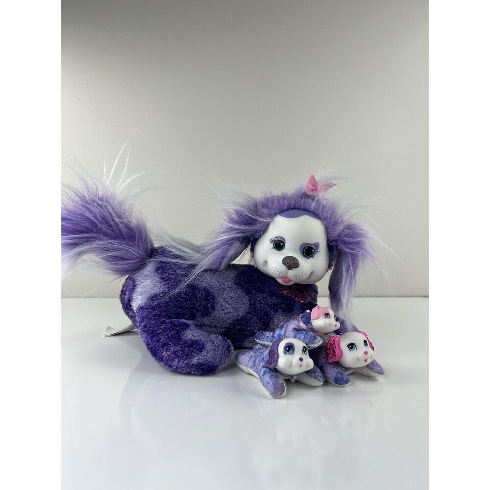 Puppy Surprise Tessa With 3 Puppies Purple Stuffed Animal Plush Toy Dog Babies